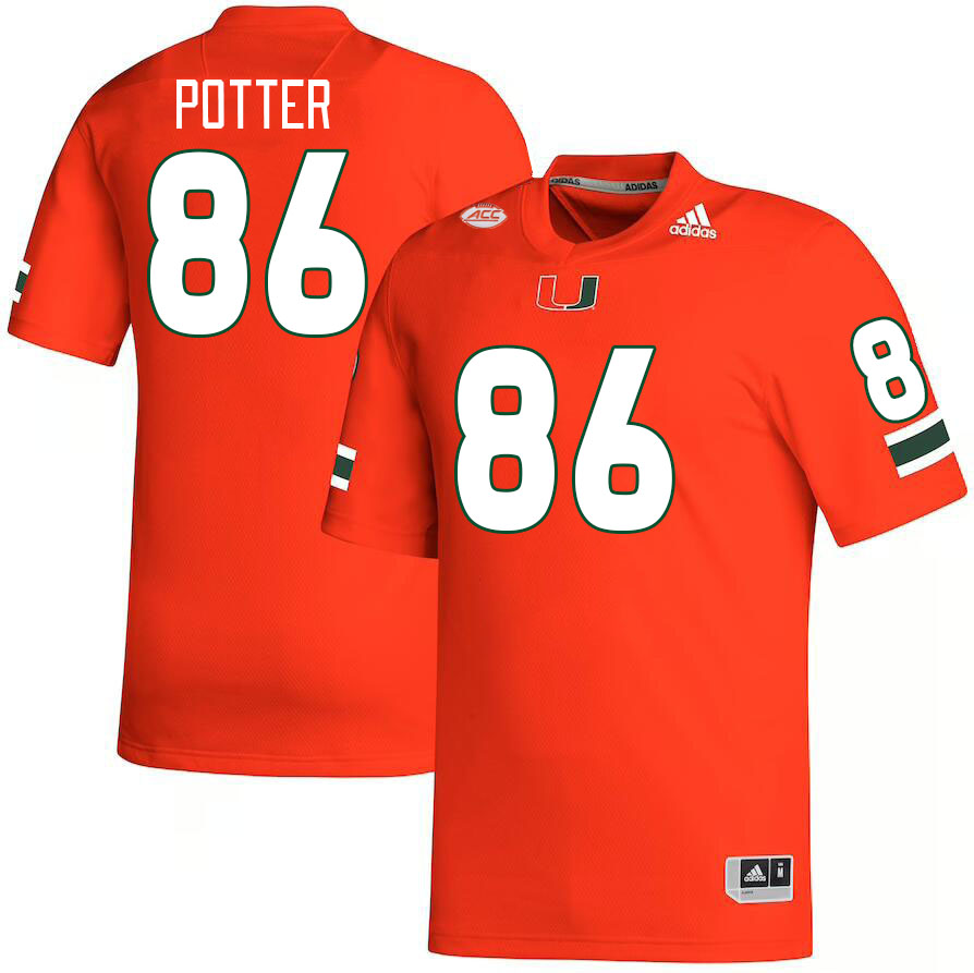 Men #86 Fred Potter Miami Hurricanes College Football Jerseys Stitched-Orange